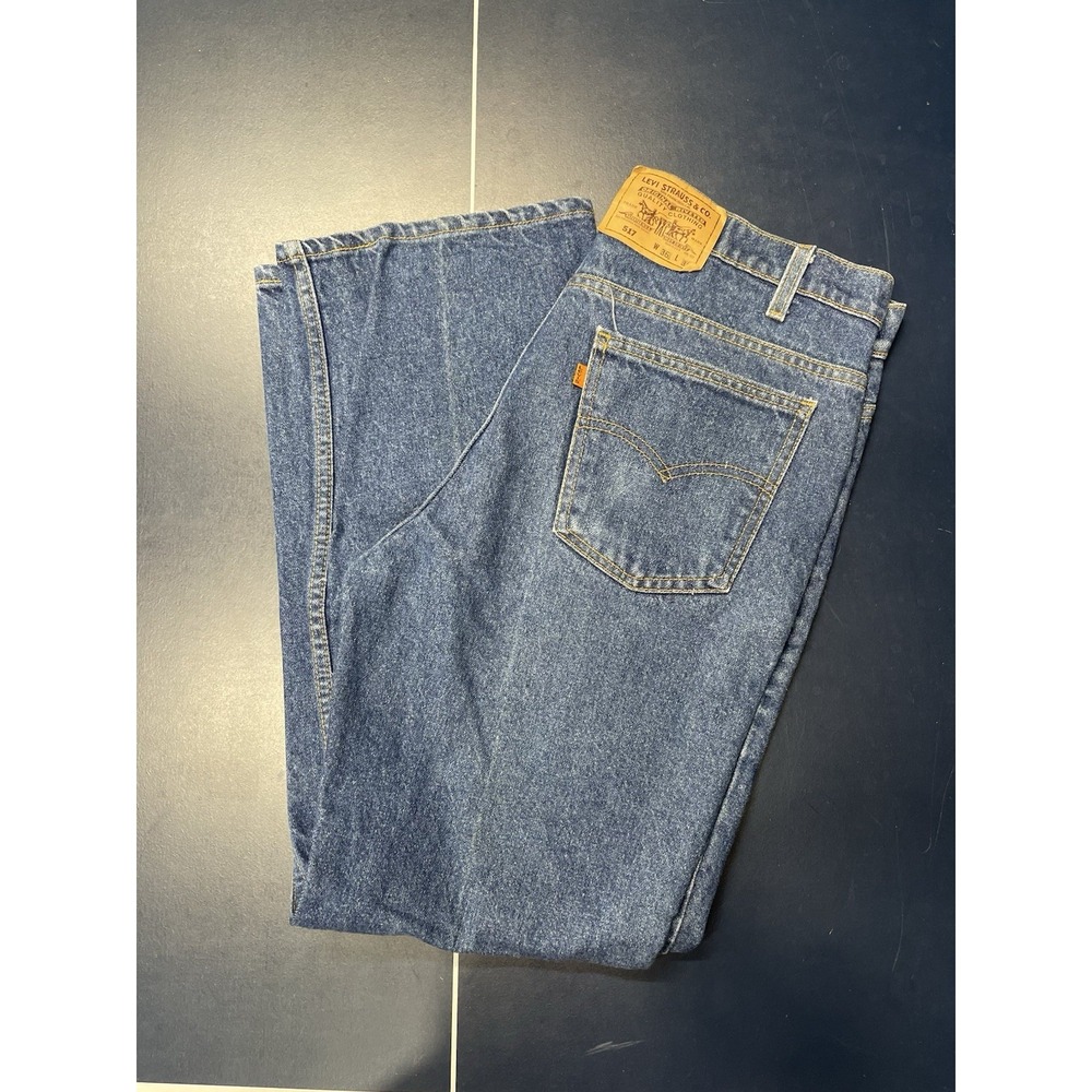 Vintage Levi's 517 Bootcut Jeans Mens 36x30 Blue Dark Wash Denim Made In USA